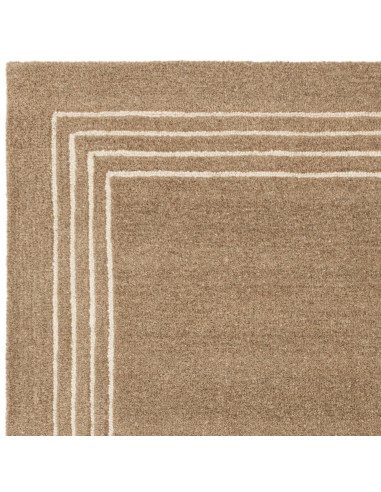 Tappeto Orlo Cocoa in lana naturale, tinta unita, perfetto per ambienti moderni. Eleganza minimal e comfort superiore garantiti