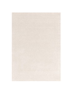 Tappeto Orlo Ivory in lana naturale, tinta unita, perfetto per ambienti minimal. Eleganza, comfort e qualità artigianale made i