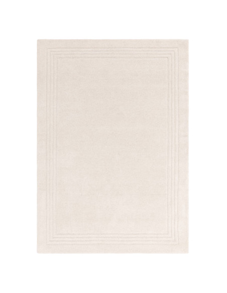 Tappeto Orlo Ivory in lana naturale, tinta unita, perfetto per ambienti minimal. Eleganza, comfort e qualità artigianale made i
