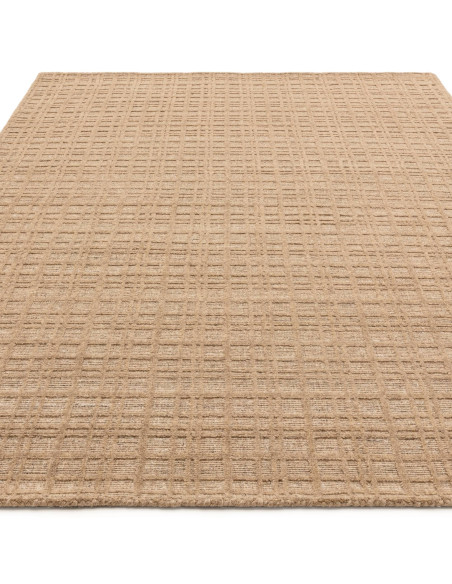 Elevate your space with the Thatch Honey rug, a handcrafted minimalist rug featuring a neutral geometric check pattern for time