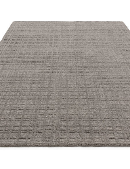 Elevate your space with the Thatch Taupe neutral rug, featuring a subtle geometric check pattern and durable, soft wool blend f