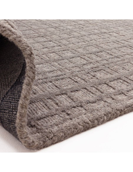 Elevate your space with the Thatch Taupe neutral rug, featuring a subtle geometric check pattern and durable, soft wool blend f
