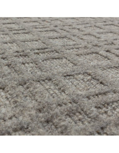 Elevate your space with the Thatch Taupe neutral rug, featuring a subtle geometric check pattern and durable, soft wool blend f