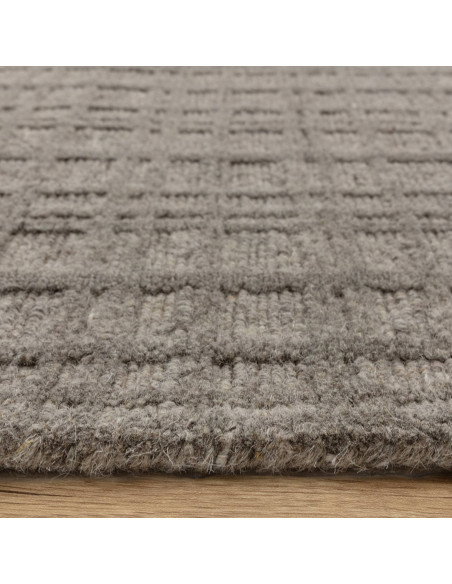 Elevate your space with the Thatch Taupe neutral rug, featuring a subtle geometric check pattern and durable, soft wool blend f