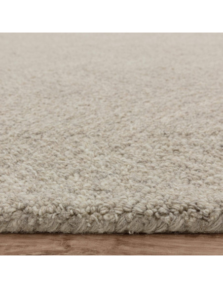 Handcrafted minimalist rug in neutral tones, offering plush comfort and durable natural fibers—perfect for elevating any modern