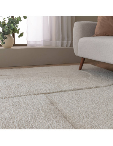 Tappeto Tova Ivory: eleganza minimalista in tinta unita, resistente e facile da pulire, perfetto per ambienti moderni e raffina