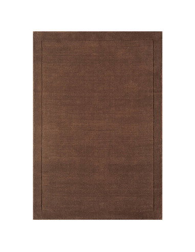 Elevate your space with the York Chocolate rug, a minimalist rug featuring a warm chocolate tone and elegant geometric border f