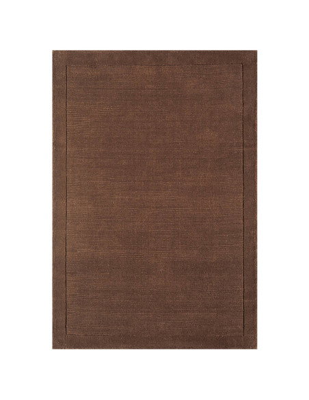 Elevate your space with the York Chocolate rug, a minimalist rug featuring a warm chocolate tone and elegant geometric border f