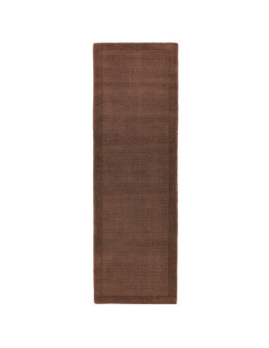 Elevate your space with the York Chocolate rug, a minimalist rug featuring a warm chocolate tone and elegant geometric border f