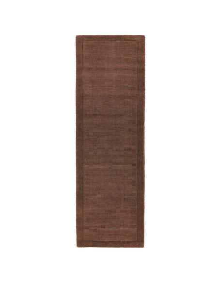 Elevate your space with the York Chocolate rug, a minimalist rug featuring a warm chocolate tone and elegant geometric border f