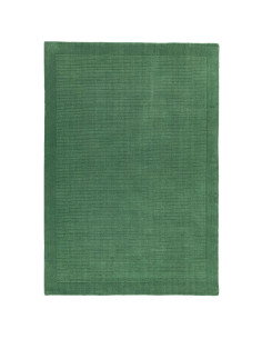 Tappeto tinta unita York Forest Green in lana naturale, design geometrico minimalista, perfetto per ambienti eleganti e accogli