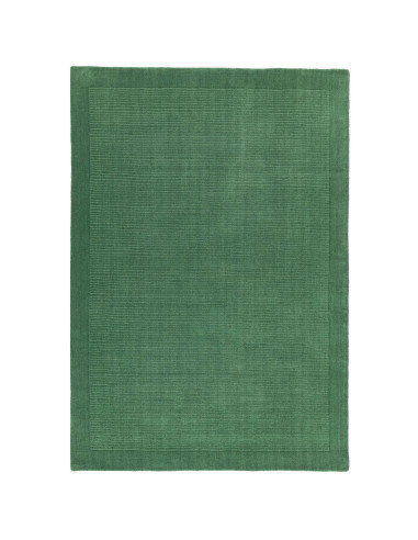 Tappeto tinta unita York Forest Green in lana naturale, design geometrico minimalista, perfetto per ambienti eleganti e accogli