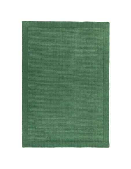 Tappeto tinta unita York Forest Green in lana naturale, design geometrico minimalista, perfetto per ambienti eleganti e accogli