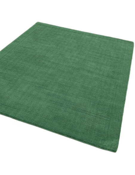 Tappeto tinta unita York Forest Green in lana naturale, design geometrico minimalista, perfetto per ambienti eleganti e accogli