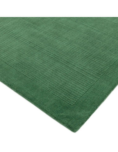 Elevate your space with the York Forest Green minimalist rug, featuring natural wool, elegant geometric design, and lasting com
