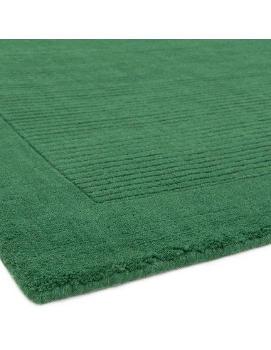 Elevate your space with the York Forest Green minimalist rug, featuring natural wool, elegant geometric design, and lasting com