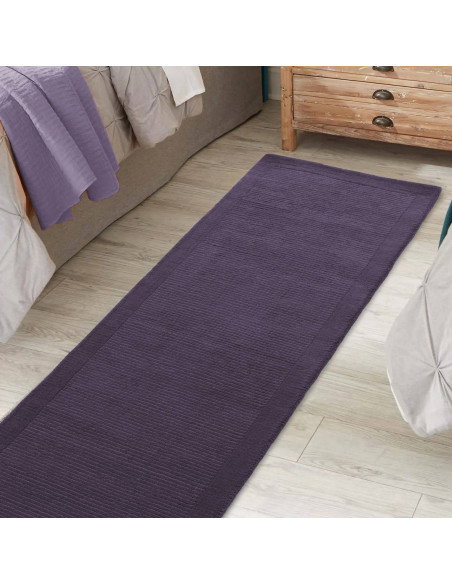 Elevate your space with the York Purple rug, a minimalist rug in natural wool featuring elegant geometric design and plush comf