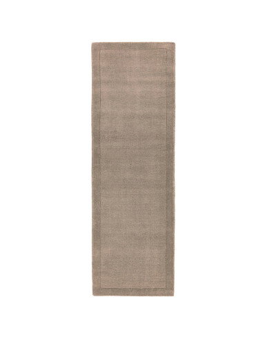 Elevate your space with the York Taupe neutral rug, featuring a soft wool texture and elegant geometric border for timeless min