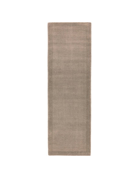 Elevate your space with the York Taupe neutral rug, featuring a soft wool texture and elegant geometric border for timeless min