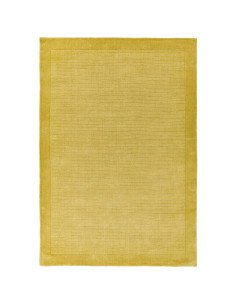 Tappeto tinta unita York Yellow in lana naturale, design geometrico e stile minimal per un ambiente luminoso, elegante e confor