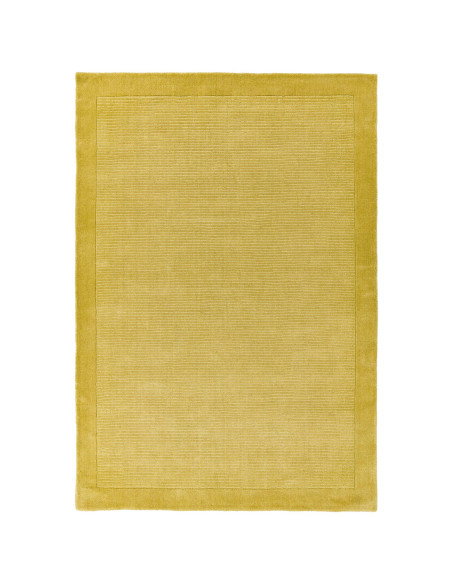 Tappeto tinta unita York Yellow in lana naturale, design geometrico e stile minimal per un ambiente luminoso, elegante e confor