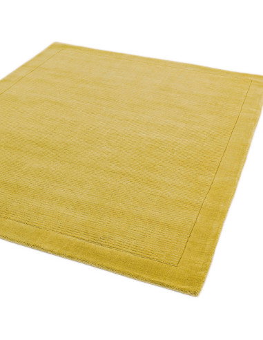 Tappeto tinta unita York Yellow in lana naturale, design geometrico e stile minimal per un ambiente luminoso, elegante e confor