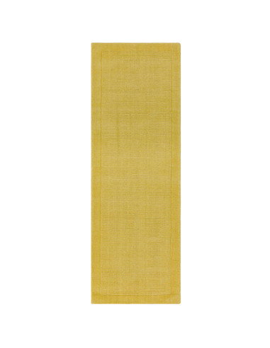Brighten your space with the York Yellow rug, a hand-woven minimalist rug in natural wool featuring an elegant geometric design