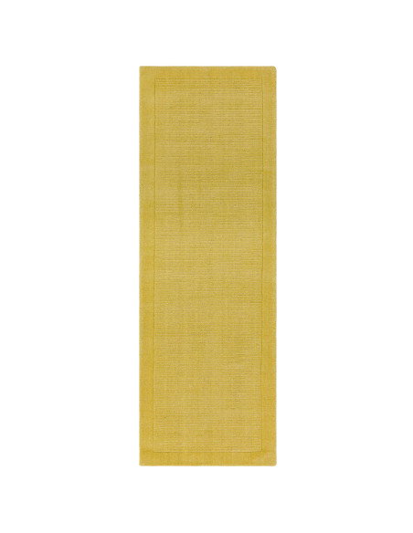 Brighten your space with the York Yellow rug, a hand-woven minimalist rug in natural wool featuring an elegant geometric design