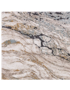 Add elegance and comfort to any room with the Mirage Wave Blue shaggy rug, featuring a plush texture and abstract wave design f 2