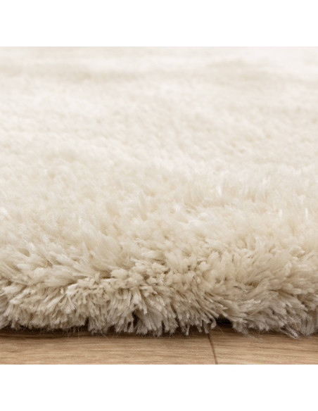 Experience ultimate comfort and timeless style with the Opulence Natural shaggy rug, featuring plush softness and durable, easy
