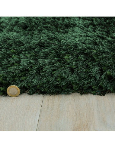 Add luxurious softness and vibrant emerald color to your space with this durable, hand-made plush shaggy rug—perfect for any mo