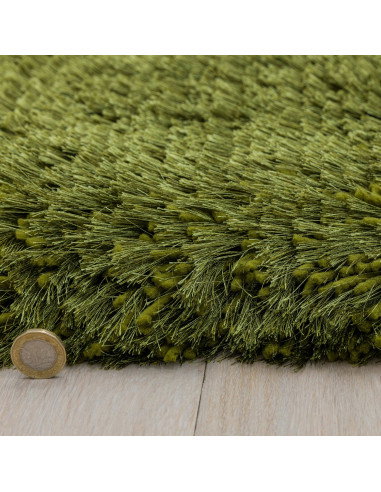 Tappeto shaggy Plush Green a pelo lungo, morbido e resistente, ideale per donare comfort e stile naturale a ogni ambiente moder