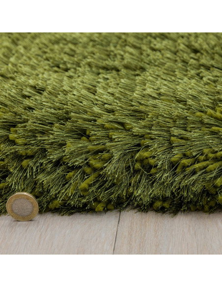 Tappeto shaggy Plush Green a pelo lungo, morbido e resistente, ideale per donare comfort e stile naturale a ogni ambiente moder
