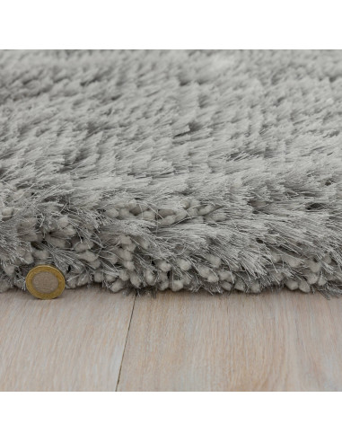 Tappeto Plush Silver a pelo lungo, morbido e resistente, perfetto per un ambiente elegante e confortevole. Disponibile in varie