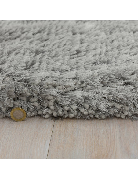 Tappeto Plush Silver a pelo lungo, morbido e resistente, perfetto per un ambiente elegante e confortevole. Disponibile in varie