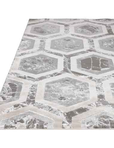 Tappeto Aurora AU12 Crystal: design geometrico elegante, effetto seta e lucentezza naturale per ambienti moderni e raffinati. F
