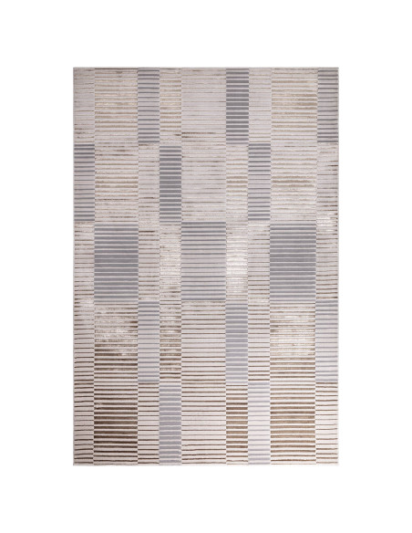 Tappeto Aurora AU14 Ripple: design geometrico e lucido, perfetto per ambienti moderni eleganti. Resistente, facile da pulire e