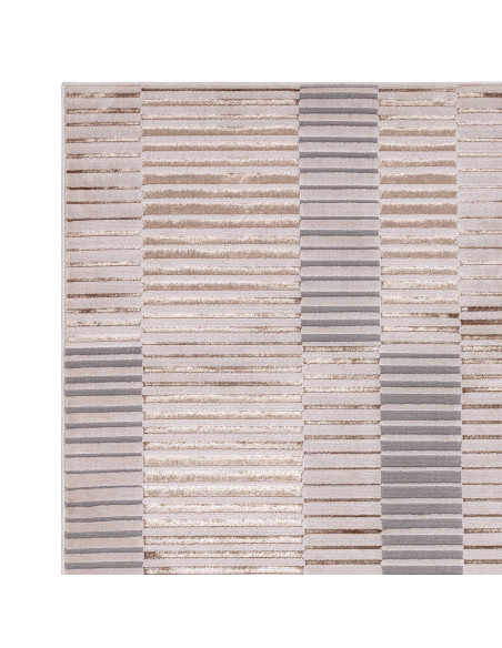 Tappeto Aurora AU14 Ripple: design geometrico e lucido, perfetto per ambienti moderni eleganti. Resistente, facile da pulire e