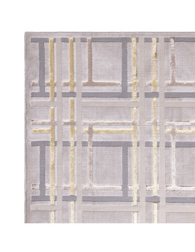 Discover the Aurora AU15 Elexus, a modern luxury rug with a silk look and geometric design that adds elegance and easy care to