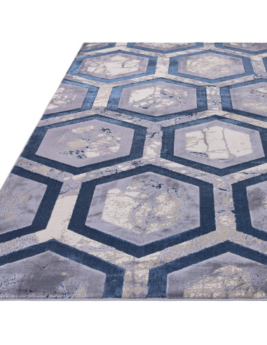 Tappeto Aurora Hexagon AU19: design geometrico elegante, effetto seta luminoso e facile manutenzione per ambienti moderni e raf