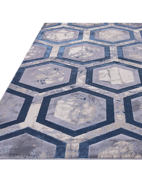 Elevate your space with the Aurora Hexagon AU19, a modern luxury rug featuring a lustrous, silk-look finish and durable, easy-c