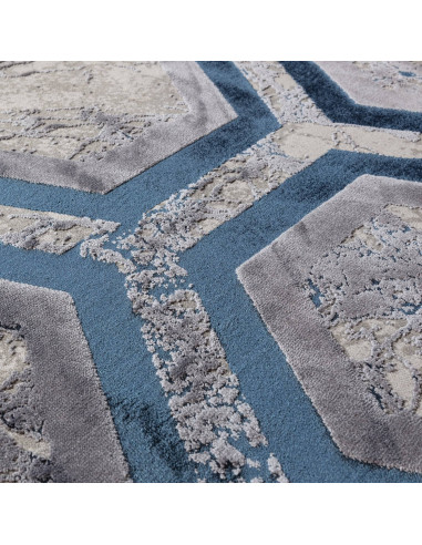 Tappeto Aurora Hexagon AU19: design geometrico elegante, effetto seta luminoso e facile manutenzione per ambienti moderni e raf