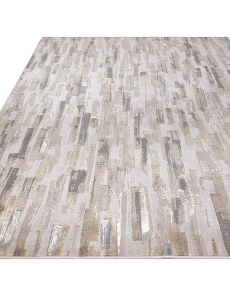 Tappeto moderno elegante Aurora Impression AU25 con effetto seta, motivo astratto e colori neutri, perfetto per ambienti raffin