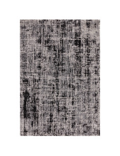 Elevate your space with the Kuza Abstract Black modern luxury rug, featuring a lustrous, silk-look finish and a captivating abs