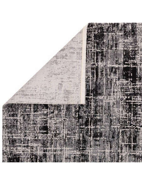 Tappeto Kuza Abstract Black: design moderno elegante con motivo astratto, materiali resistenti e facile manutenzione. Perfetto