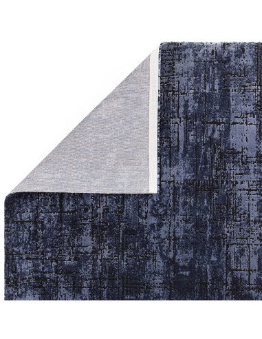 Elevate your home with the Kuza Abstract Navy, a modern luxury rug featuring a silk look and rich navy tones for lasting elegan