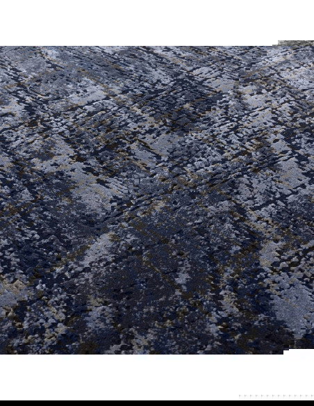 Tappeto Kuza Abstract Navy: design moderno elegante con motivo astratto e finitura lucida, perfetto per ambienti raffinati e co