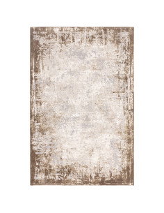 Kuza Border Beige: tappeto moderno elegante con effetto seta, morbido e resistente, perfetto per ambienti raffinati e luminosi.