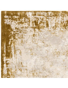 Tappeto Kuza Border Gold: design moderno elegante con effetto luminoso, perfetto per chi cerca tappeti effetto seta e stile raf 2