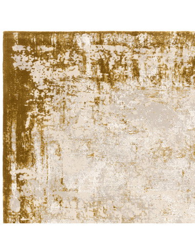 Elevate your space with the Kuza Border Gold rug, a durable modern luxury rug featuring a lustrous silk look and a rich golden